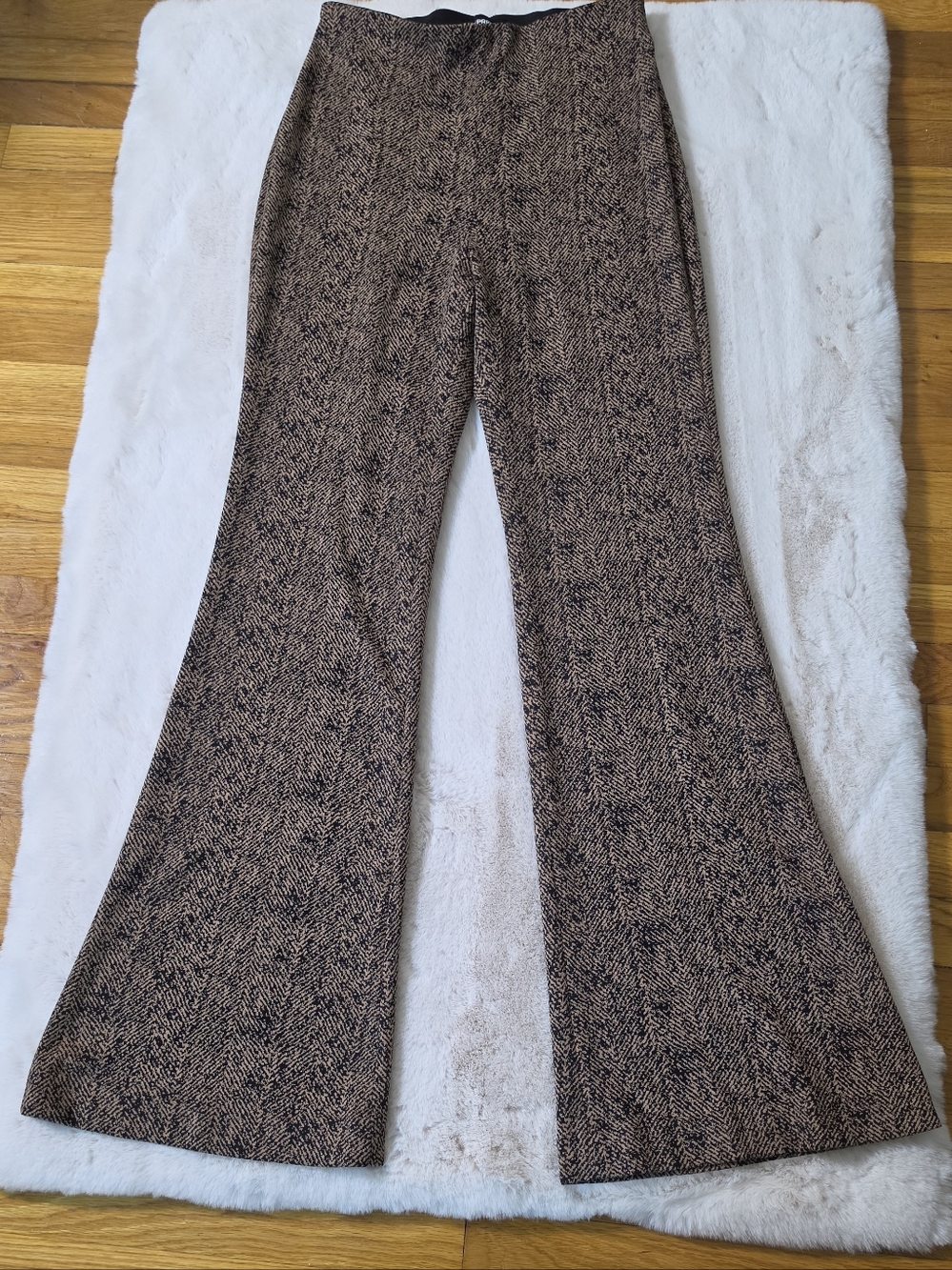 Brown Tweed Flared Pants